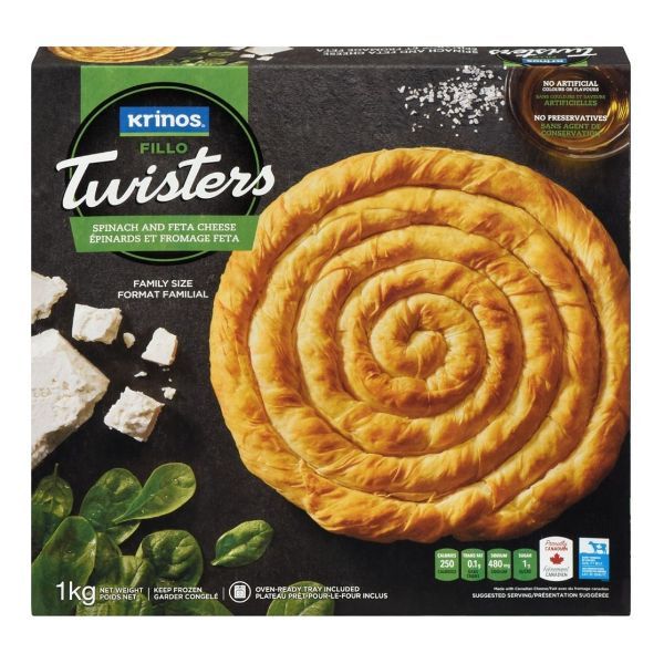 Krinos 1kg Fillo Twisters Spinach, Feta and Ricotta Cheese